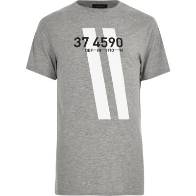 Grey sporty print longline t-shirt